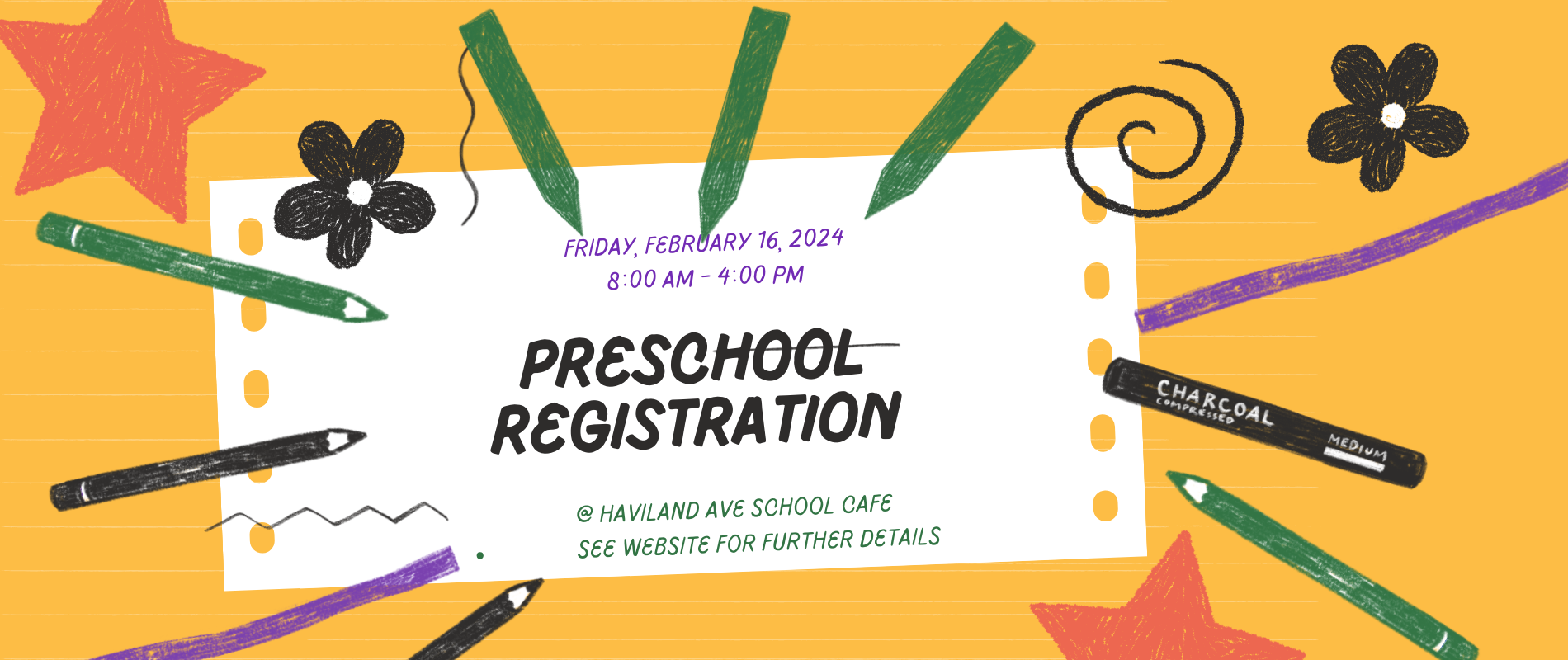 Audubon Preschool Registration 2024   Friday, February 16, 2024 8:00 AM to 4:00 PM @ Haviland Ave School Cafe See Website for further details.